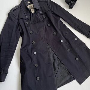 1200$ Burberry black cotton mid length trench coat 40 S